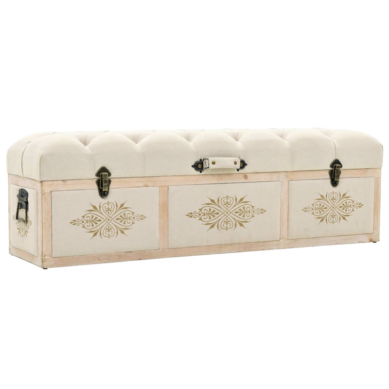 Storage Bench 110 cm Cream Solid Firwood and Fabric