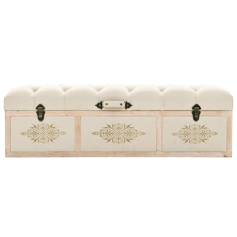 Storage Bench 110 cm Cream Solid Firwood and Fabric