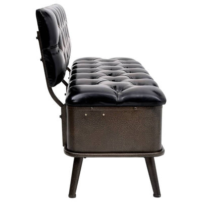 Storage Bench with Backrest 110 cm Black Faux Leather