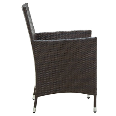 Garden Chairs with Cushions 2 pcs Poly Rattan Brown