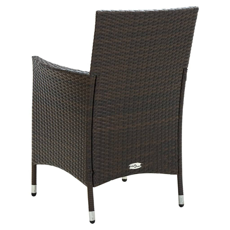 Garden Chairs with Cushions 2 pcs Poly Rattan Brown