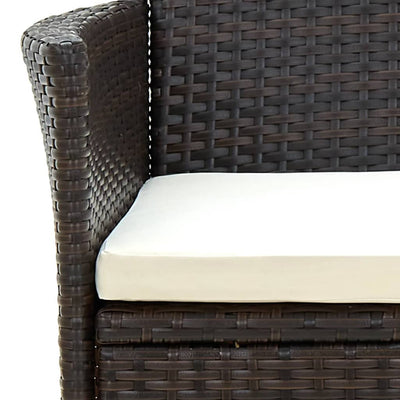 Garden Chairs with Cushions 2 pcs Poly Rattan Brown