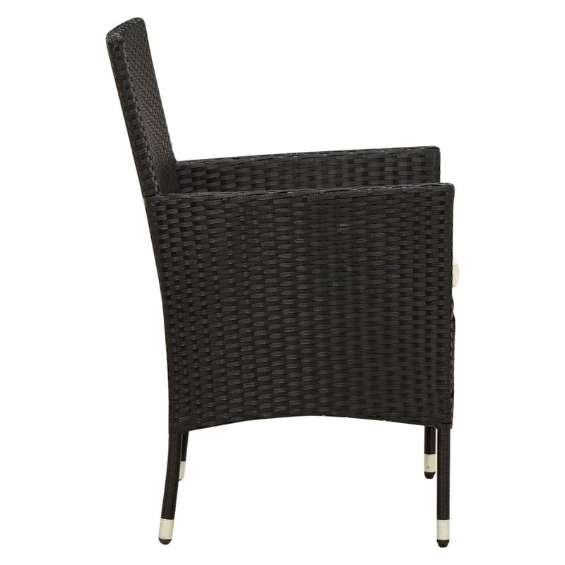 Garden Chairs with Cushions 2 pcs Poly Rattan Black