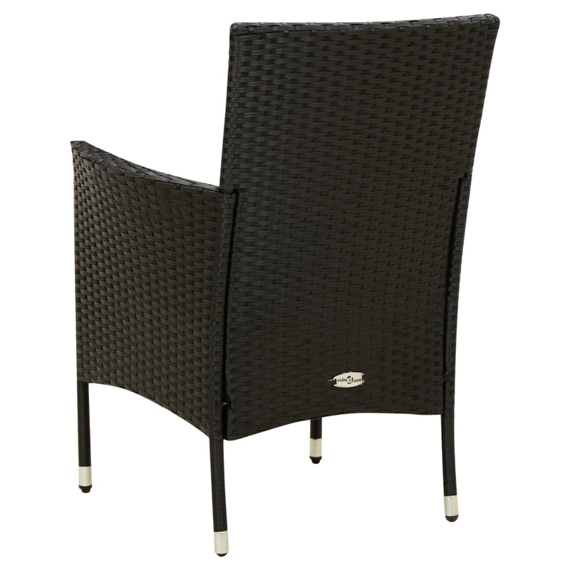 Garden Chairs with Cushions 2 pcs Poly Rattan Black