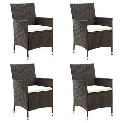 Garden Chairs with Cushions 4 pcs Poly Rattan Brown