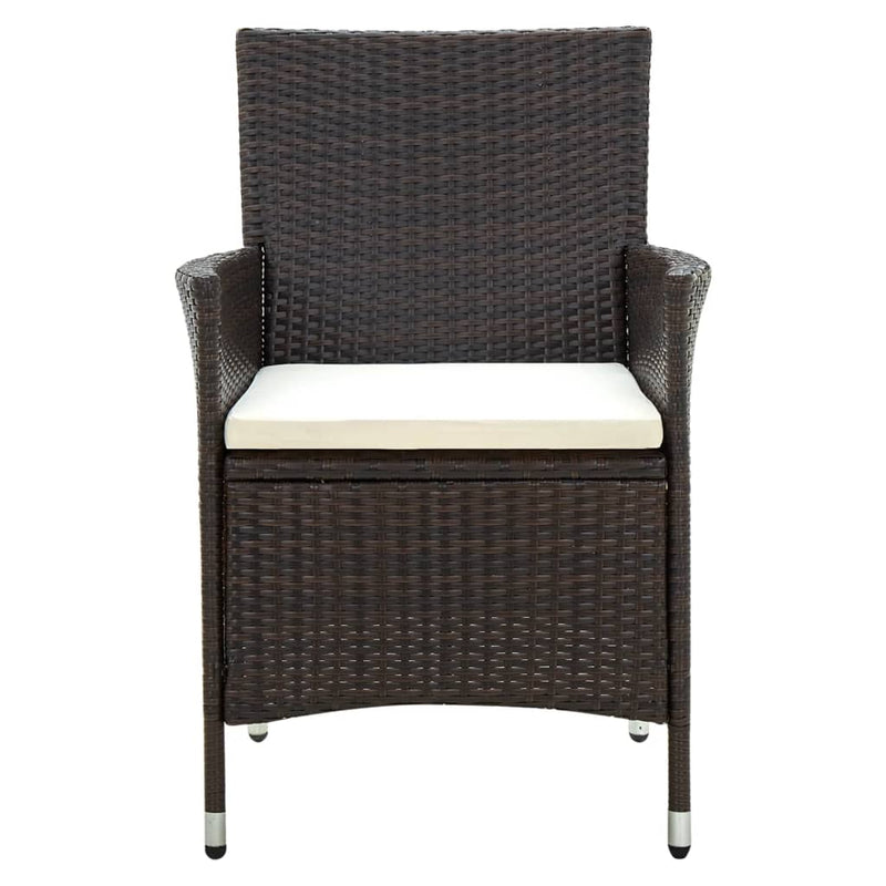 Garden Chairs with Cushions 4 pcs Poly Rattan Brown