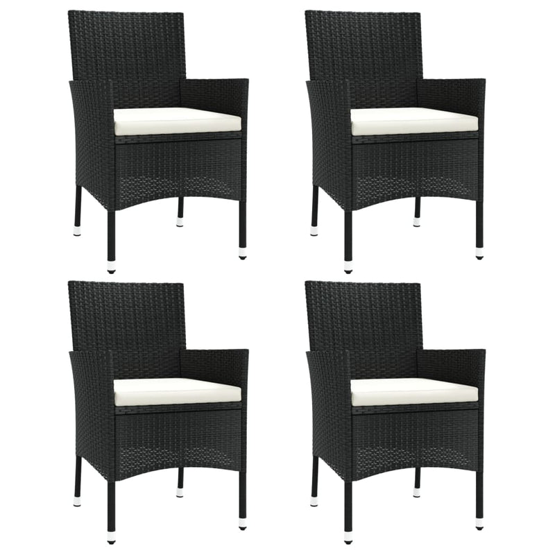 Garden Chairs with Cushions 4 pcs Poly Rattan Black