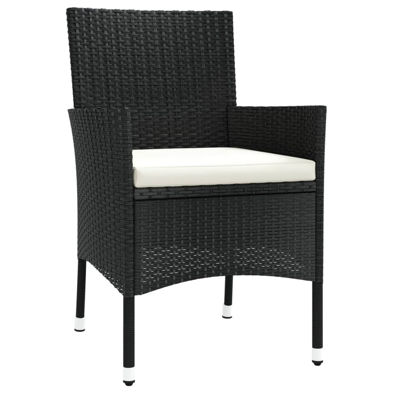 Garden Chairs with Cushions 4 pcs Poly Rattan Black