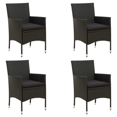 Garden Chairs with Cushions 4 pcs Poly Rattan Black