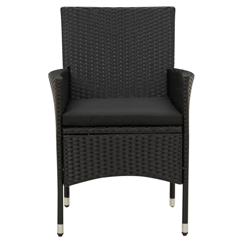 Garden Chairs with Cushions 4 pcs Poly Rattan Black