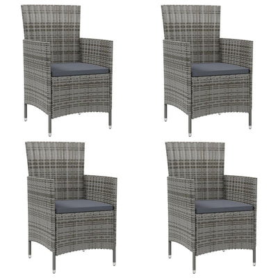 Garden Chairs with Cushions 4 pcs Poly Rattan Grey