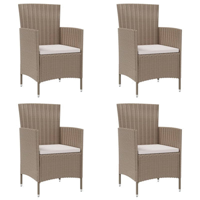 Garden Chairs with Cushions 4 pcs Poly Rattan Beige