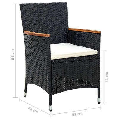 Garden Dining Chairs 4 pcs Poly Rattan Black