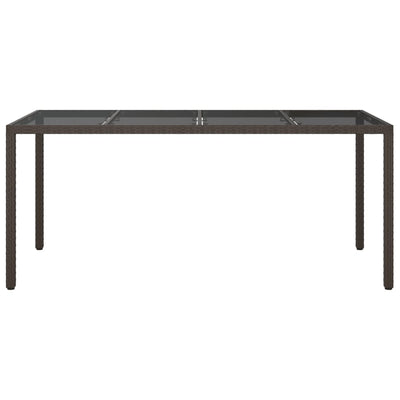 Garden Table Brown 190x90x75 cm Tempered Glass and Poly Rattan