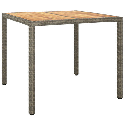 Garden Table 90x90x75 cm Poly Rattan and Acacia Wood Grey