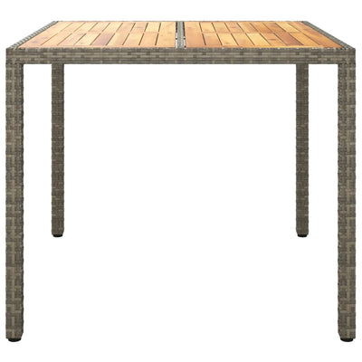 Garden Table 90x90x75 cm Poly Rattan and Acacia Wood Grey