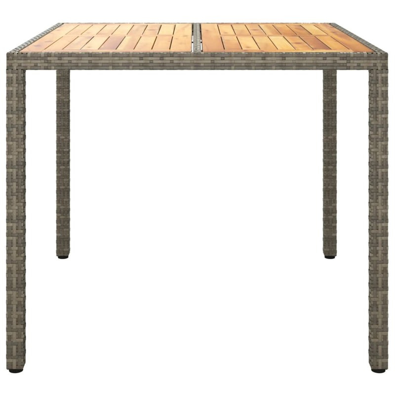 Garden Table 90x90x75 cm Poly Rattan and Acacia Wood Grey