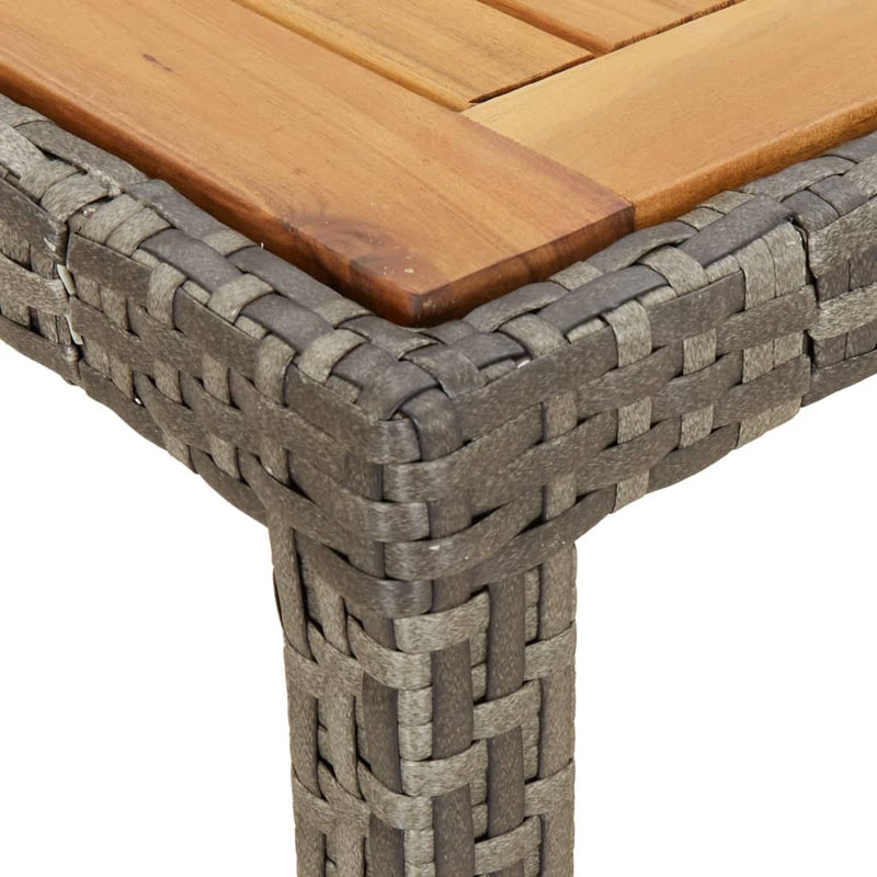 Garden Table 90x90x75 cm Poly Rattan and Acacia Wood Grey