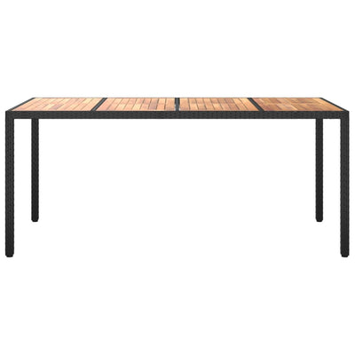 Garden Table 190x90x75 cm Poly Rattan and Acacia Wood Black