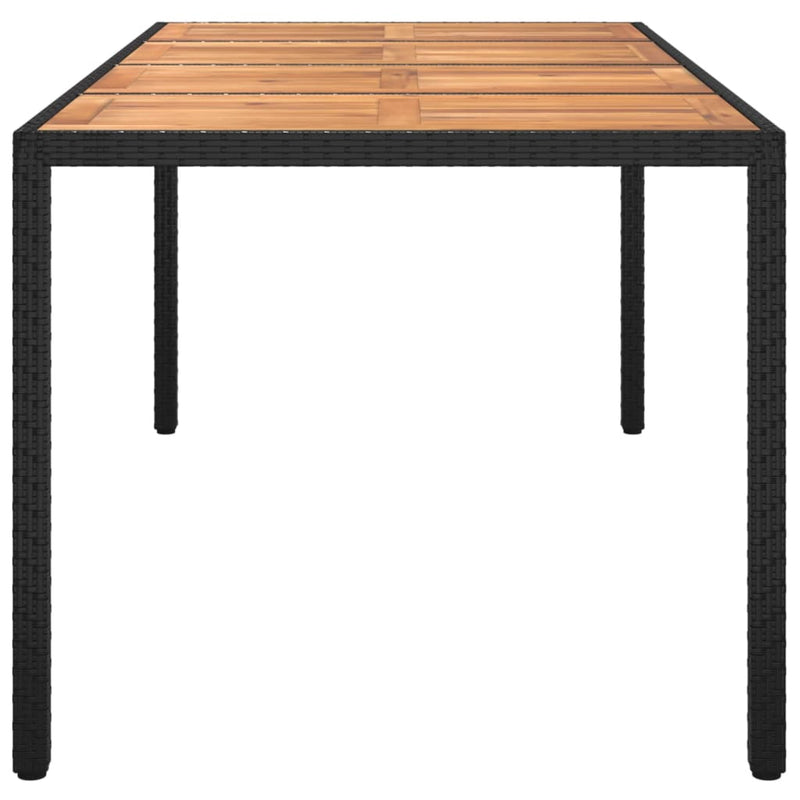 Garden Table 190x90x75 cm Poly Rattan and Acacia Wood Black