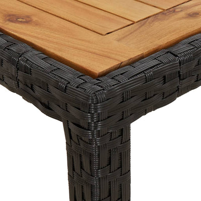 Garden Table 190x90x75 cm Poly Rattan and Acacia Wood Black