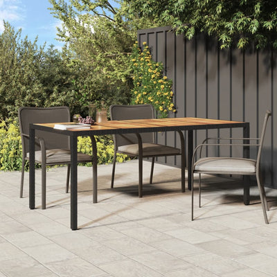 Garden Table 190x90x75 cm Poly Rattan and Acacia Wood Black