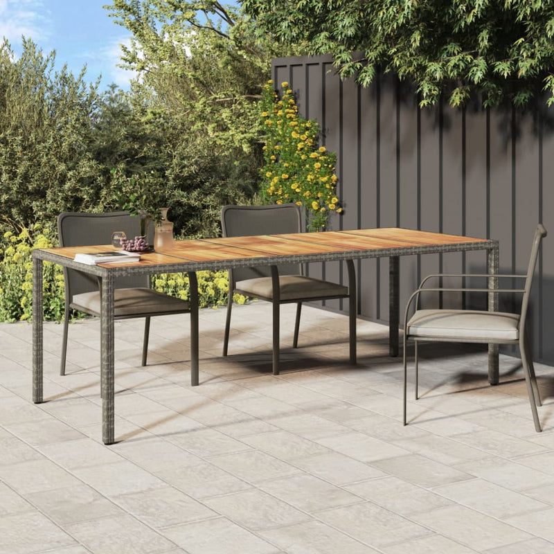 Garden Table Grey 250x100x75 cm Poly Rattan