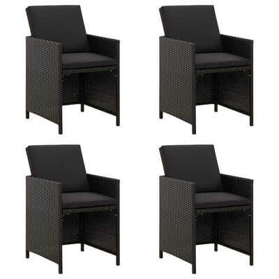 Garden Chairs with Cushions 4 pcs Poly Rattan Black