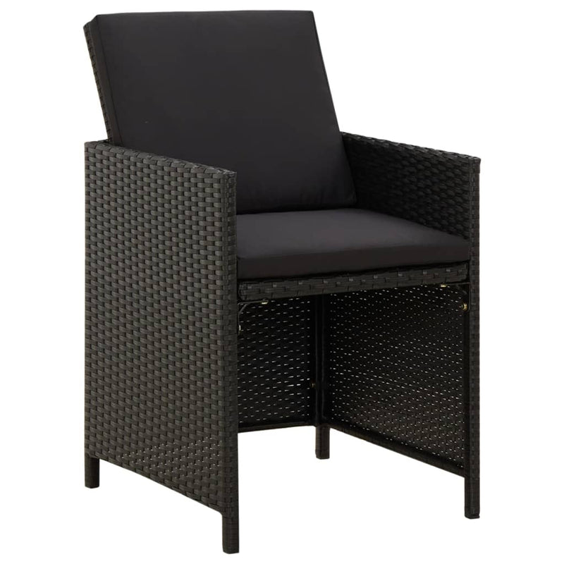 Garden Chairs with Cushions 4 pcs Poly Rattan Black