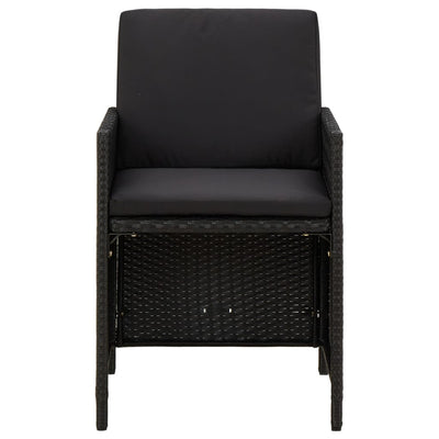 Garden Chairs with Cushions 4 pcs Poly Rattan Black