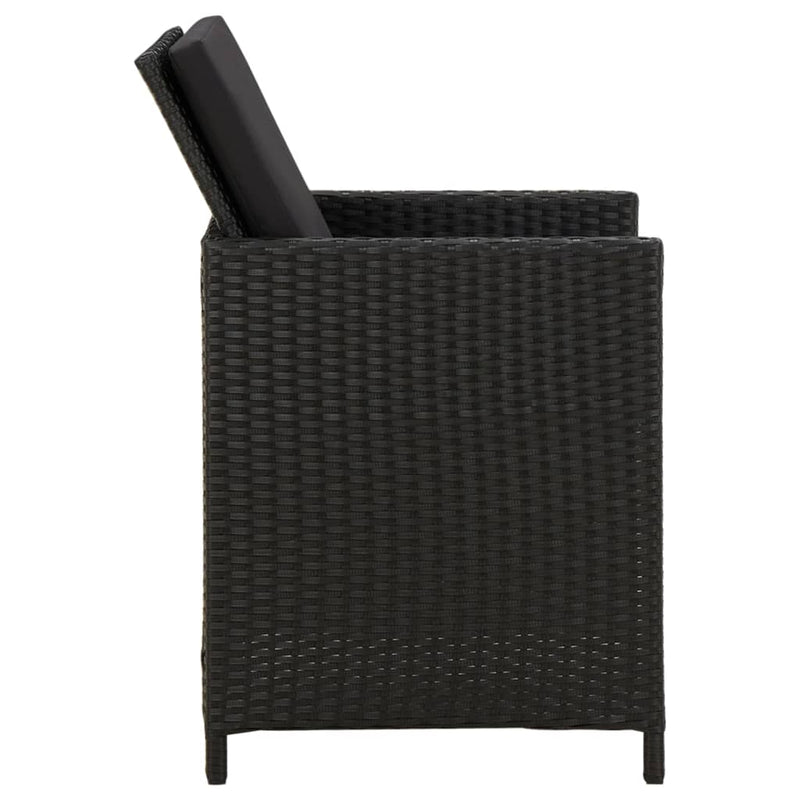 Garden Chairs with Cushions 4 pcs Poly Rattan Black