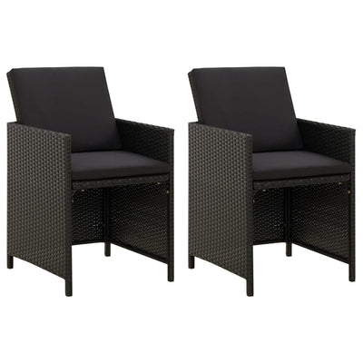 4 Piece Garden Chair and Stool Set Poly Rattan Black