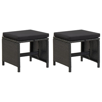 4 Piece Garden Chair and Stool Set Poly Rattan Black