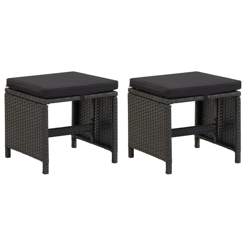 4 Piece Garden Chair and Stool Set Poly Rattan Black