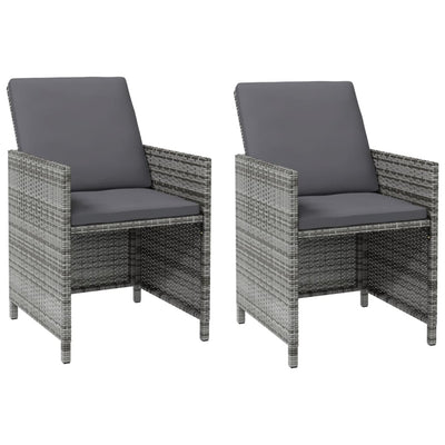 4 Piece Garden Chair and Stool Set Poly Rattan Grey