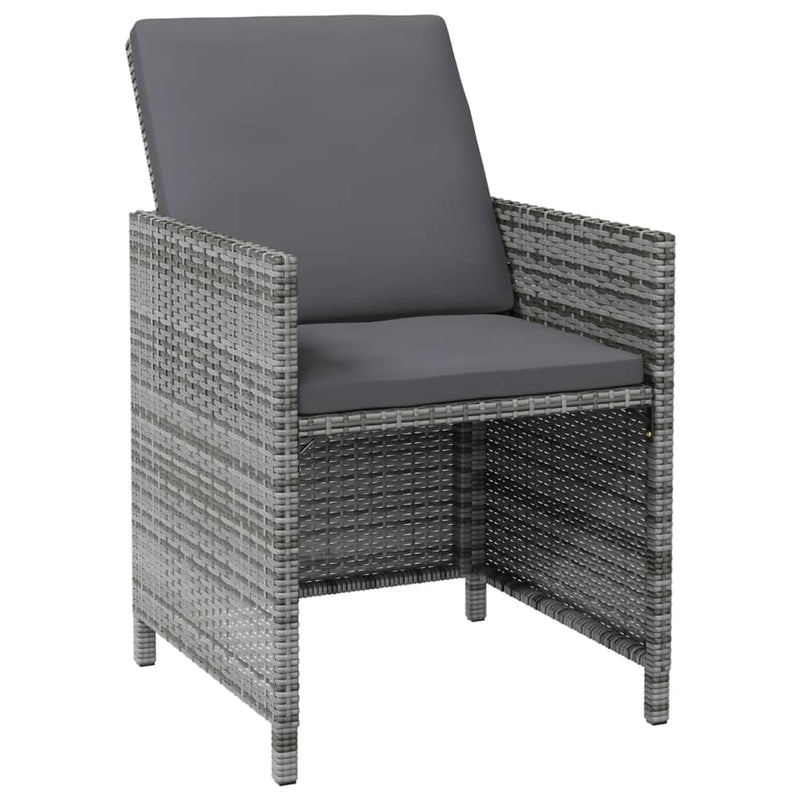 4 Piece Garden Chair and Stool Set Poly Rattan Grey