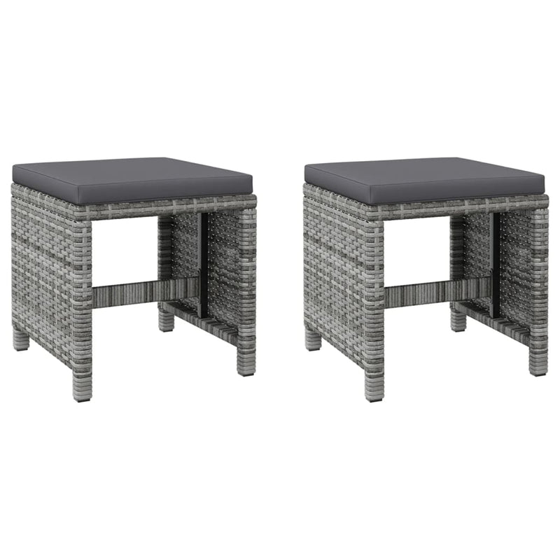 4 Piece Garden Chair and Stool Set Poly Rattan Grey