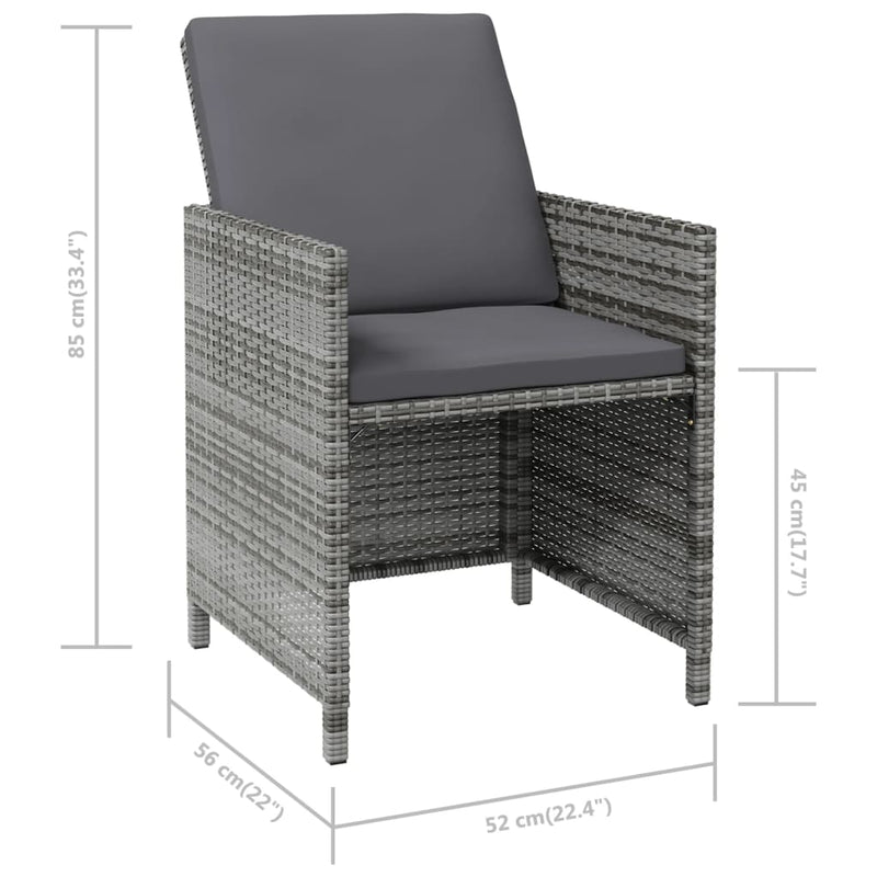 4 Piece Garden Chair and Stool Set Poly Rattan Grey