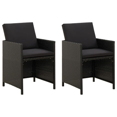 Garden Chairs with Cushions 2 pcs Poly Rattan Black