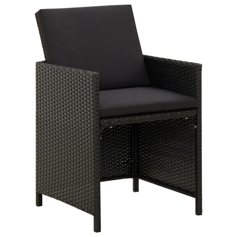 Garden Chairs with Cushions 2 pcs Poly Rattan Black