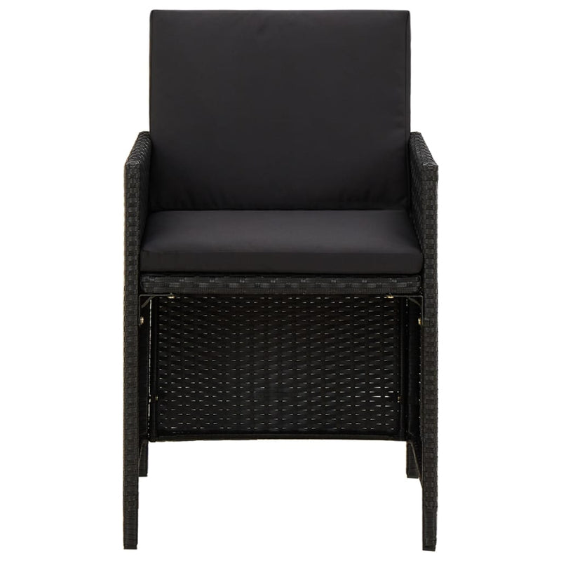 Garden Chairs with Cushions 2 pcs Poly Rattan Black