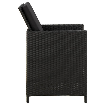 Garden Chairs with Cushions 2 pcs Poly Rattan Black