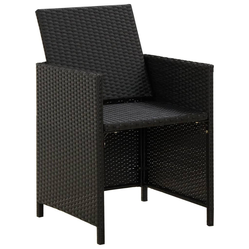 Garden Chairs with Cushions 2 pcs Poly Rattan Black