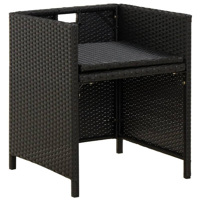 Garden Chairs with Cushions 2 pcs Poly Rattan Black