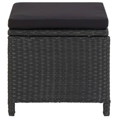 Garden Stools with Cushions 2 pcs Poly Rattan Black