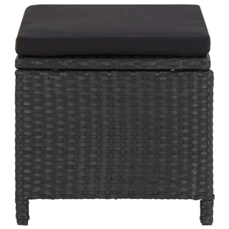 Garden Stools with Cushions 2 pcs Poly Rattan Black