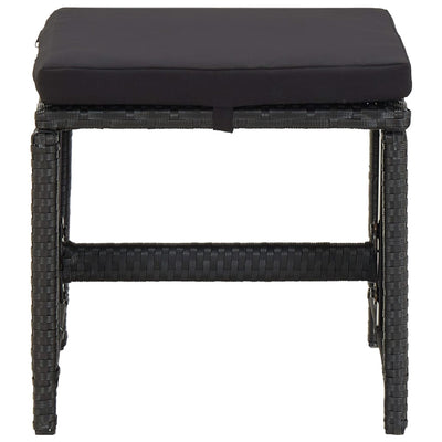 Garden Stools with Cushions 2 pcs Poly Rattan Black