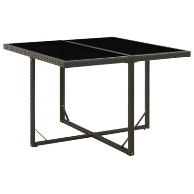 Garden Table Black 109x107x74 cm Poly Rattan and Glass