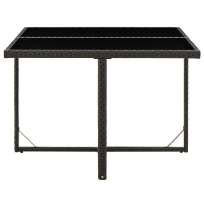 Garden Table Black 109x107x74 cm Poly Rattan and Glass