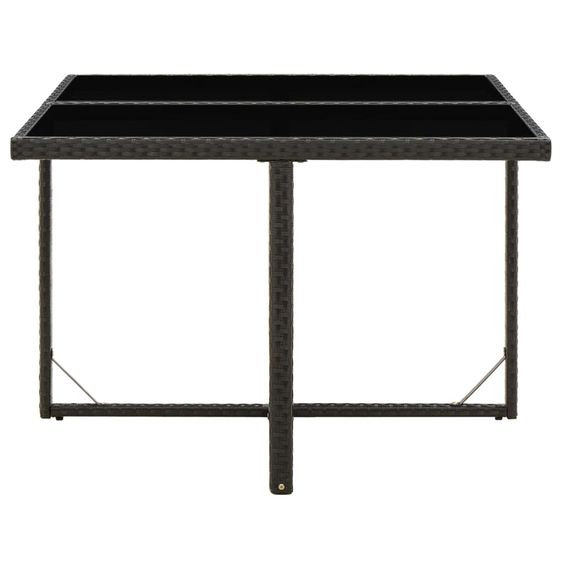 Garden Table Black 109x107x74 cm Poly Rattan and Glass